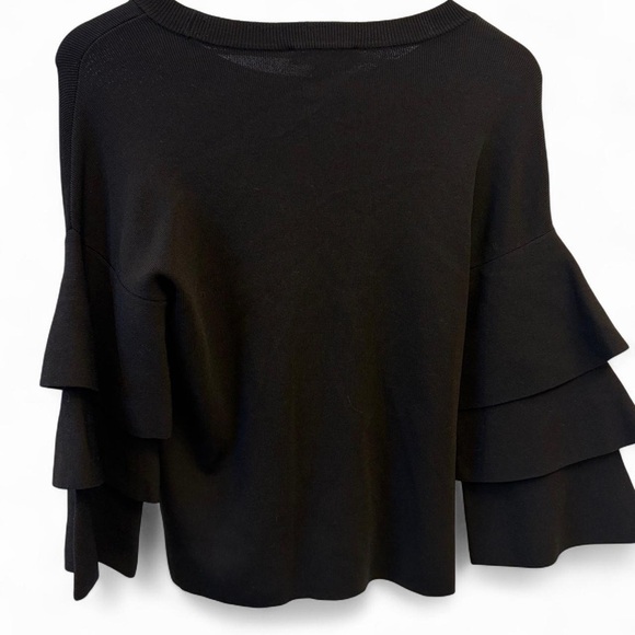 INC International Concepts Black Layered Ruffle Sleeve Blouse XS - Picture 3 of 5